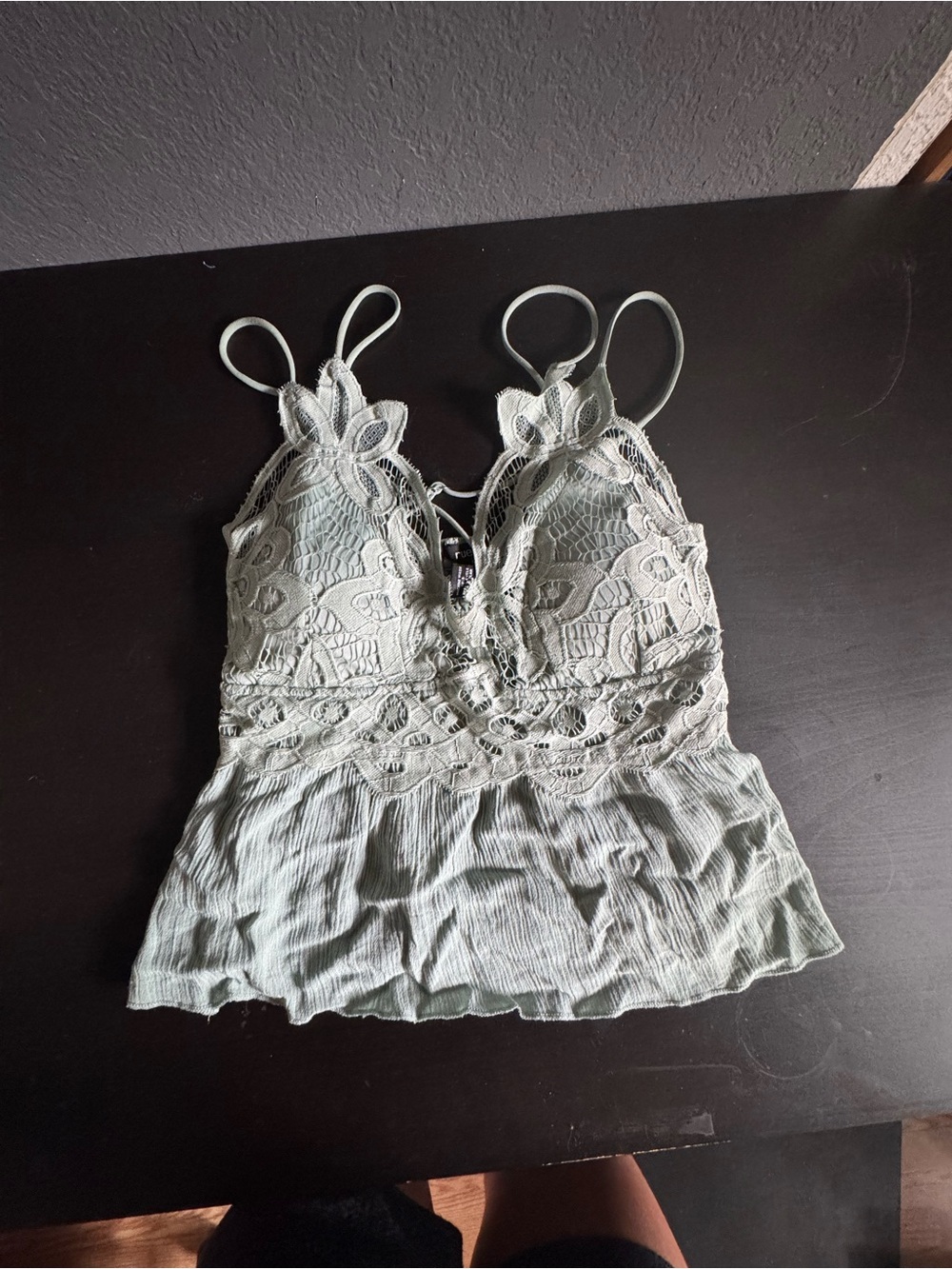 Lace light green olive tank top